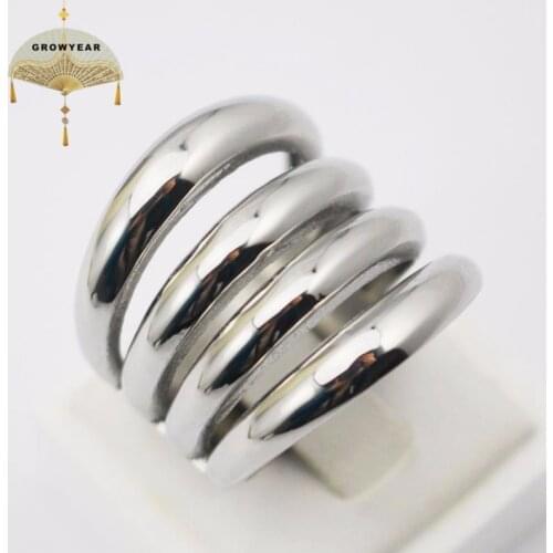 Silver color Women Long Finger Rings Fashion Jewelry Stainless Steel Muliti Layer Ring Size 5 6 7 7.5 8 9 10 11 11.5