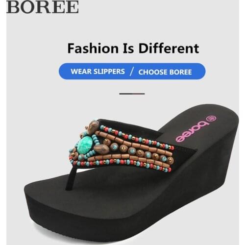 Boree 2020 Summer Flip Flops Slippers Womans Platform Shoes Female Beach Outdoor Slides Non-slip Sandals femme pantoufles