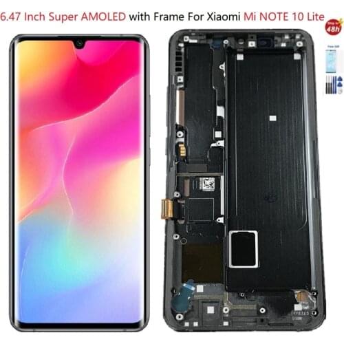 6.47 Inch AMOLED For Xiaomi Mi Note 10 Lite LCD Display Touch Screen Digitizer M2002F4LG Assembly For Xiaomi Mi Note10 Lite Lcd