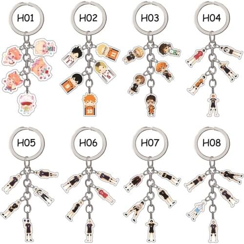 1pcs Anime Haikyu Nekoma High School Volleyball Kozume Kenma Kiyoko Pendant Keychain Keyrings