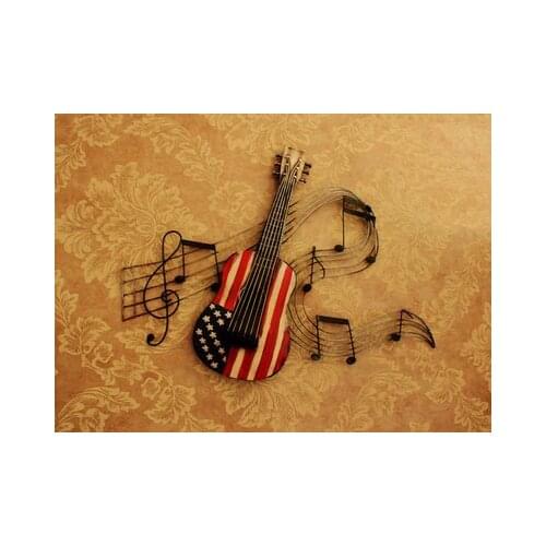 1pc Violin Metal sign Tin Sign violin vase decorative wall hangings living room TV background wall decoration