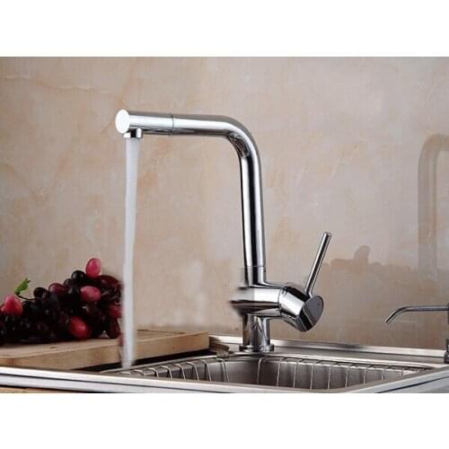 Kitchen 360 degree rotation 100% brass chrome polished basin sink faucet mixer taps 2015 new arrive.1pcs/lot
