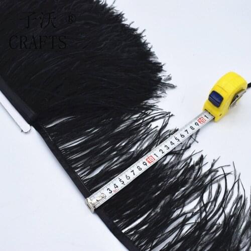 1 Yard High Quality Fluffy White And Black Ostrich Feather Trim 15-20cm DIY Sew Wedding Dress Adornment Accessories