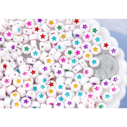 100PCS4 * 7mm Acrylic Iryl Inescence DIY Jewelry Accessories Multi-color Selection Pentagon Pattern charms for bracelet making