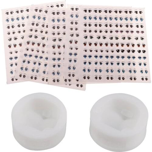 2pcs Silicone Doll Face Mould&5pcs Eye Water Decals For Doll Clay DIY Craft