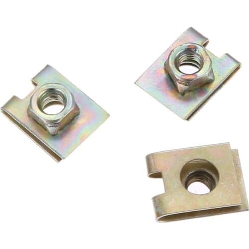 20Pcs Universal Metal U-Type Gasket 6mm Screw Nut Rivet Buckle Car License Plate Fastener Retaining Clip