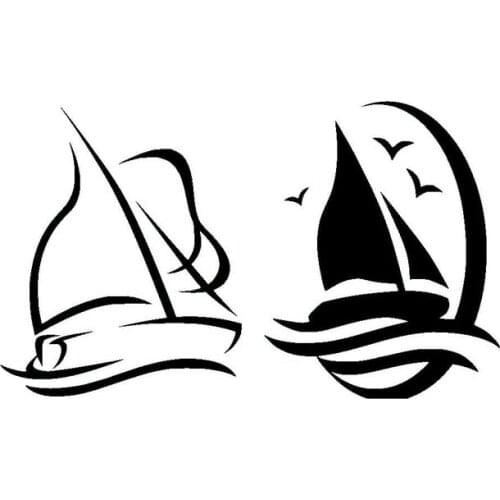 25.4*15CM Sailboat Sailing In Two Car Stickers Fashion Styling Vinyl Car Decals Black/Silver C7-1269