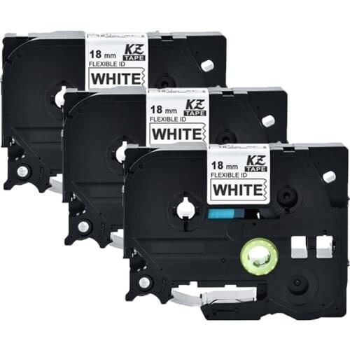 3Packs Flexible Label Tape 18mm TZe-FX241 black on white tze-FX541 FX641 label ribbon Compatible for Brother P-touch Printer