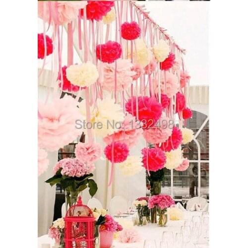 300 Pcs 14'' 35cm Paper Tissue Pom Poms Bouquet Decorative Flowers Paper Ball Wedding Flower Balls Wedding Shower Decorations