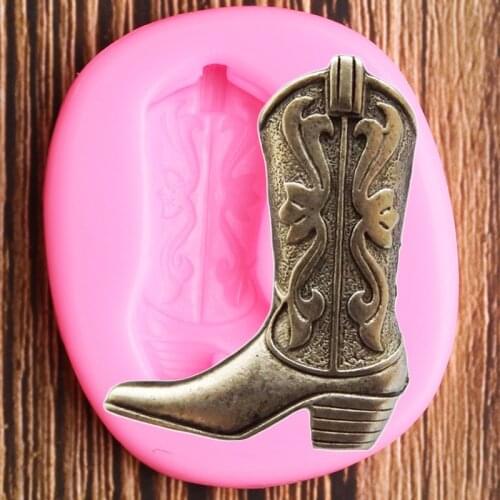 3D Cowboy Boot Silicone Molds Cupcake Baking Fondant Mold DIY Party Cake Decorating Tools Polymer Clay Candy Chocolate Moulds