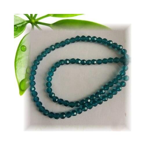 4mm 3MM Blue Zircon 32 Faceted Ball Beads Machine Cut Crystal Glass Beads Home Decor Necklace Pendant Making