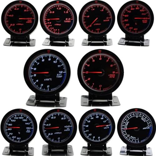 60MM Boost Turbo/Vacuum/Water Temp/Oil Temp/Oil Press/Voltmeter/Air Fuel Ratio/ EGT/Fuel Press/Tachometer Gauge With Black Face