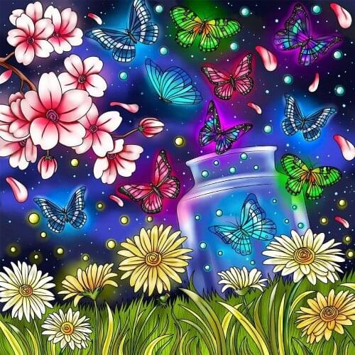 Evershine 5D Diamond Embroidery Butterfly New Arrival Diamond Painting Flower Cross Stitch Bottle Rhinestone Picture Wall Decor