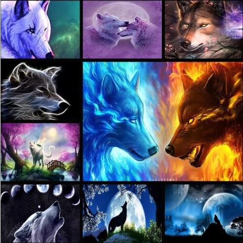 Wolf full diamond painting animal snow wolf diamond embroidery full round white wolf diamond painting mosaic full home Deco