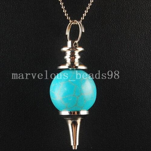 Free Shipping Women Fashion Jewelry howlite Pendulums Ball Necklace With Chain 1pcs C3224