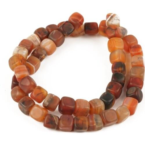 Bulk Wholesale Square Matte Coffee Stripe Agates Beads Natural Stone Loose Beads Needlework for Jewelry Making 8mm DIY Bracelet