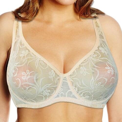 Fashion Women Plus Size Lace Bras Underwire Perspective Ultrathin Bralette Underwear Sexy Lingerie Brassiere Tops A B C D DD Cup