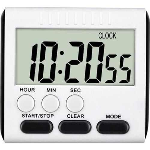 Digital Screen Kitchen Timer Large Display Digital Timer Square Cooking Count Up Countdown Alarm Clock Sleep Stopwatch Clock
