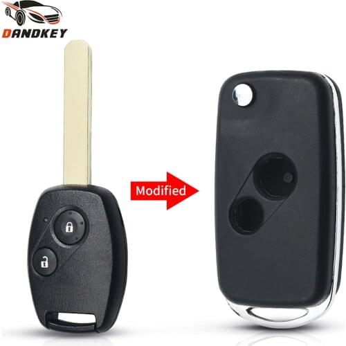Dandkey For Honda Accord CRV Pilot Civic 2003 2007 2008 2009 2010 2011 2012 2013 Fob 2 Buttons Modified Flip Key Shell Car Case