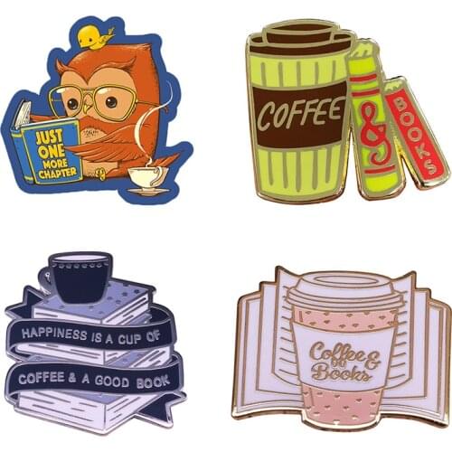 Its Coffee Enamel Pin Just more more chapter Reading Brooch Books and Drinks Badge Accessory