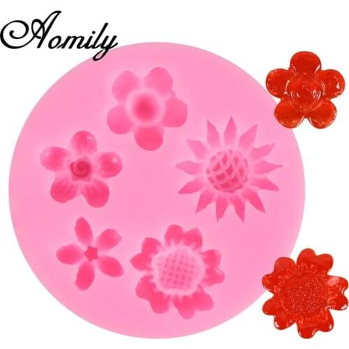 Aomily Sunflower Daisy Flowers Shaped Cake Mold Cake Baking Pastry Chocolate Candy Jelly Cake Mould Kitchen Silicone Mold