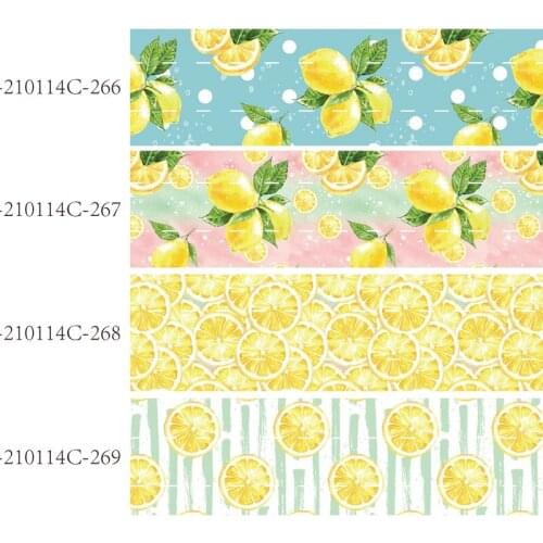 50 yards/lot) New arrival 22mm 25mm 38mm lemon printed decoration grosgrain ribbon