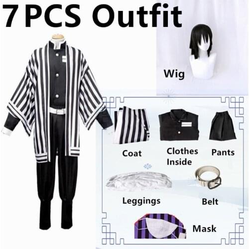 Anime Cosplay Demon Slayer Costume Iguro Obanai Kimetsu no Yaiba Cosplay Uniform Wig Halloween Costumes Party Clothes Outfit