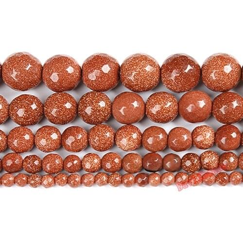 Fctory Price Natural Faceted Gold Sand Stone Round Loose Beads 16" Strand 4 6 8 10 12 MM Pick Size For Jewelry Making