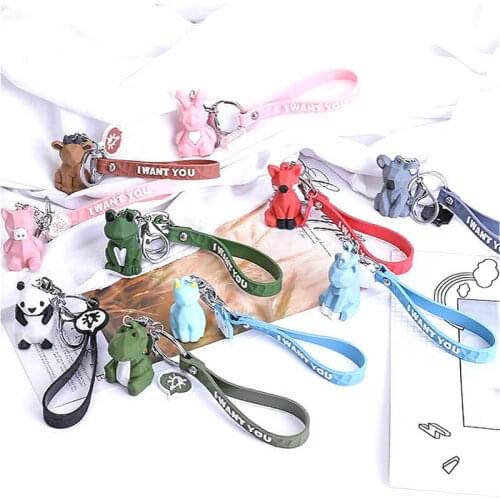 Single Sell Shine Key Chain Lovely Animal Pattern Shape Hanging Ornaments Expression Holder Gift Women Key Chain