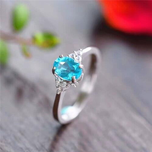 Millennium Blue Mystic Quartz White Topaz 925 Sterling Silver Stone Engagement Rings