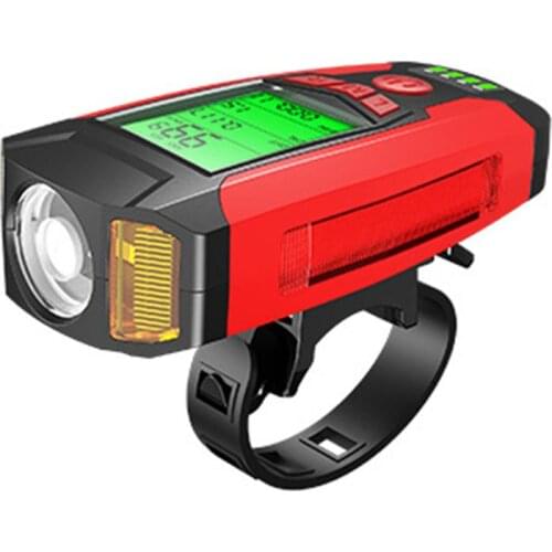 Multifunction USB Bicycle Flashlight 5 LED Bicycle Computer/Horn Bike Front Light Waterproof Headlight Odometer Bike Accessories