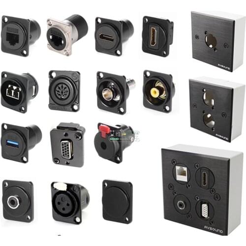 1pcs D type module base FOR 86 panel audio video multimedia socket XLR VGA BNC USB RJ45 RJ11 Jack 3.5/6.35 RCA connector