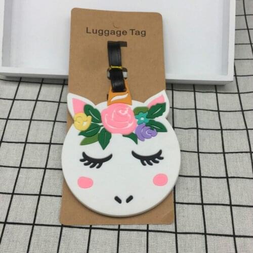 Cartoon Unicorn Suitacase Name Address Holder Baggage Boarding Tags Silica Gel Identify Luggage Tags