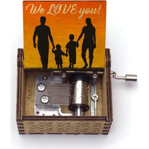 Wooden Hand movement Love Dad And Love Mom Music Box Musical You Are My Sunshire Christmas Birthday Gift Kit for Wife Husband