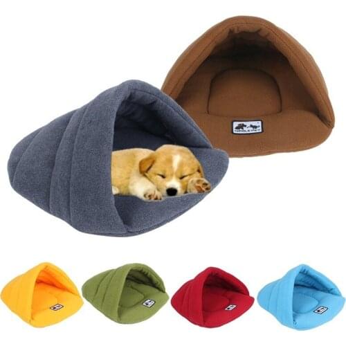 6 Colors Soft Polar Fleece Dog Beds Winter Warm Pet Heated Mat Small Dog Puppy Kennel House for Cats Sleeping Bag Nest Cave Bed