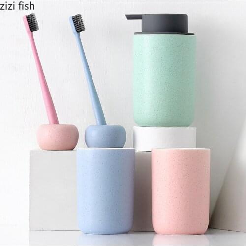 5 Piece Set Frosted Ceramics Bathroom Accessories Set Soap Dispenser/Toothbrush Holder/Mouthwash Cup/Soap Dish Bathroom Products