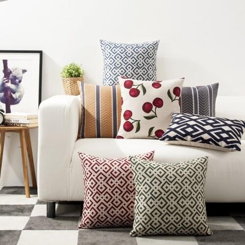 DUNXDECO Cushion Cover Square Pillow Case Cojines Modern Simple Red Cherry Geometry Print Home Sofa Coussin Seat Chair Cushion