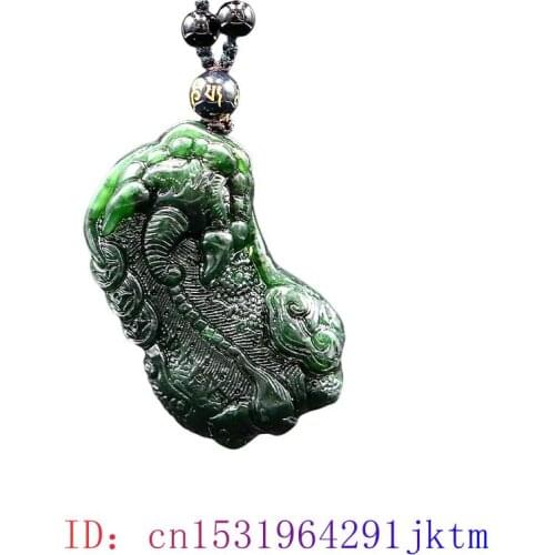 Jade Pixiu Pendant Chinese Women Amulet Fashion Jewelry Natural Gemstone Gifts Tiger Black Green Necklace Men Carved Obsidian