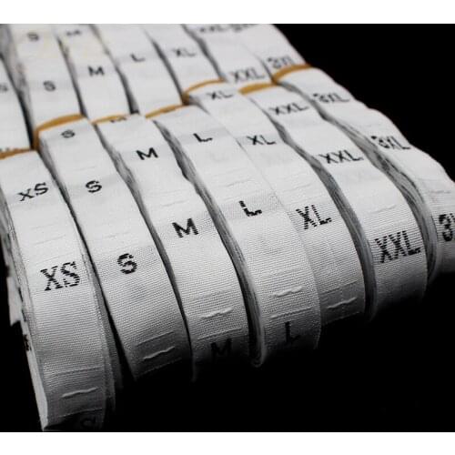 Wholesale 1000 pcs/lot garment size label woven tags size tags embroidered size labels XS-6XL