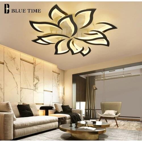 Modern Led Chandelier for Living room Bedroom Dining rom Black&White Ceiling Chandelier Lighting Lustre Led Ceiling Fixture Lamp