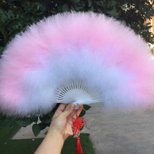 Fluffy Soft Feather Fan for Dance Props Wedding Birthday Party Gift Hand Held Fan Folding Fan Theater Ball Dance Christmas Xmas
