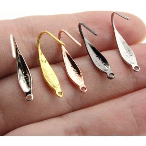 20pcs/lot 4.5x21mm 316 Stainless Steel Gold Silver Earring Findings French Earring Hooks Wire Settings for DIY Jewelry Making