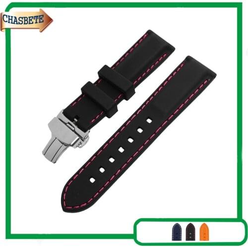 Silicone Rubber Watch Band for Cartier Watchband 22mm Men Women Loop Bracelet Resin Strap Wrist Belt Black + Tool + Spring Bar