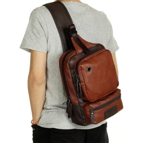 Brand Mens Shoulder Bag Vintage Men Crossbody Bag Men Chest Bags Casual Fashion PU Leather Men Messenger Bag