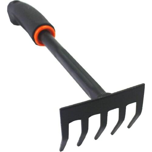 Thicken Gardening Tools Household Planting Vegetables Growing Flowers Flowering Tools-Black Black Five-tooth Rake