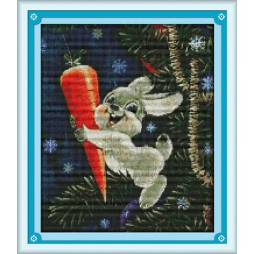 Everlasting Love The Rabbit And Carrot Chinese Cross Stitch Kits Ecological Cotton Stamped Printed 11CT DIY New Year Decorations