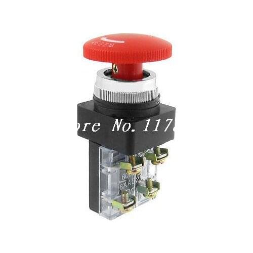 1 NO 1 NC Red Sign Emergency Stop Switch 40mm Mushroom Push Button Twist Release