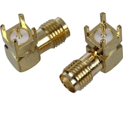 2 Pcs SMA Female Jack Panel Mount PCB Solder Connectors Gold Tone Dropshipping
