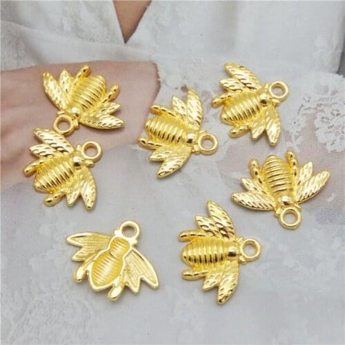 GraceAngie 20PCS Bees Charms Gold Alloy Pendant 21*16mm Bracelet Necklace DIY Accessories Gold Dangle Earrings Keychain Handmade