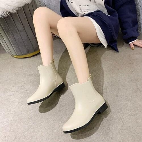 2021 Fashion Rain Boots Womens Short Rain Boots Non-slip Low Cut Water Shoes Adult External Wear Keep Warm Waterproof Shoes